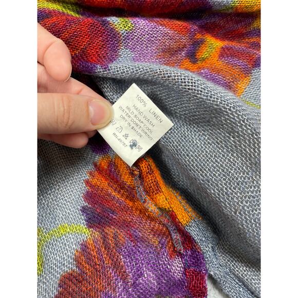 Gottex Womens Size M Linen Floral Button Up Long Tunic Top Cover Up - Picture 7 of 12